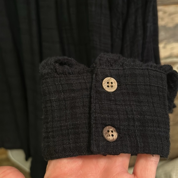 Free People Black Gauze Oversized Button Down - Picture 4 of 12